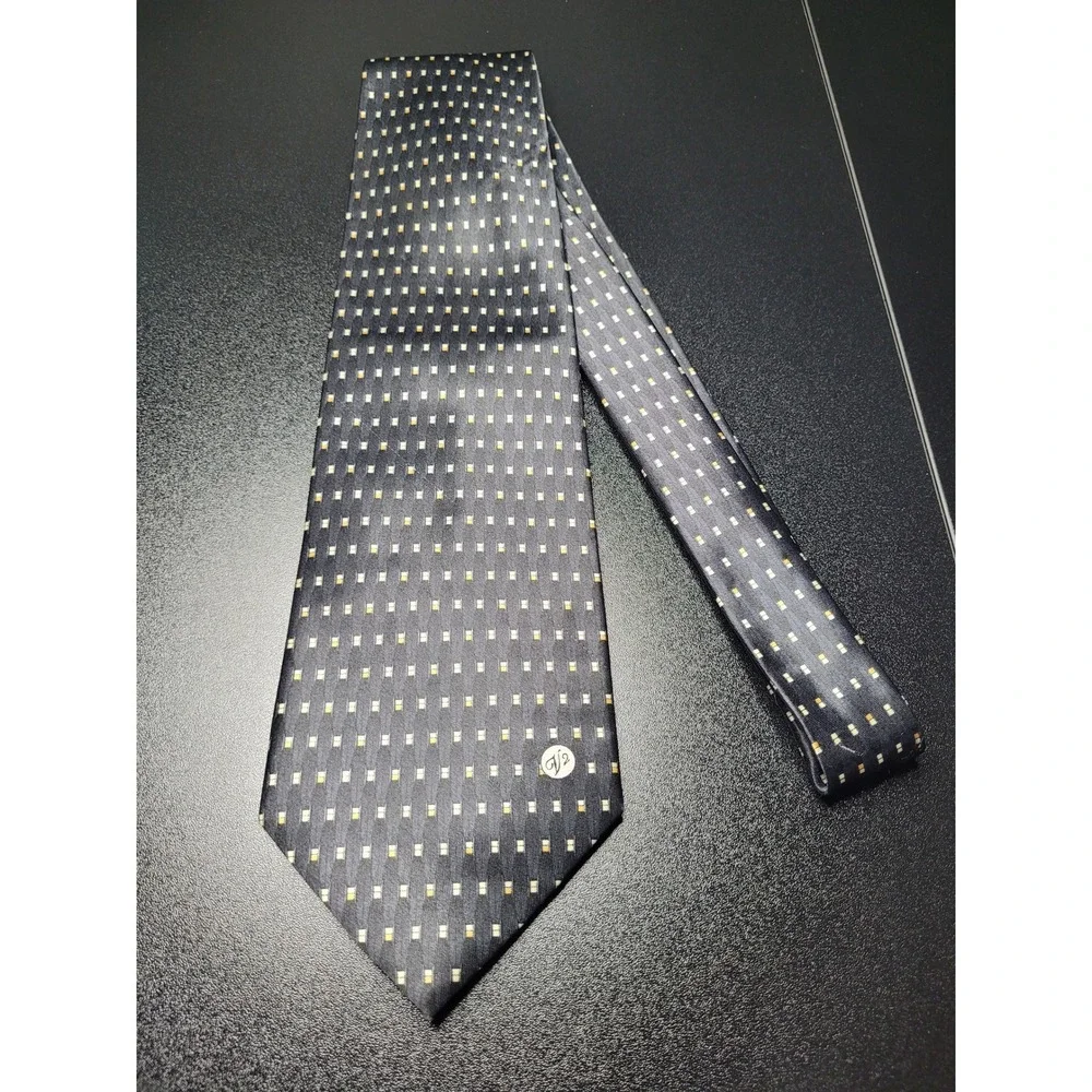 Versace Men's Necktie Navy Blue Geometric Silk 4